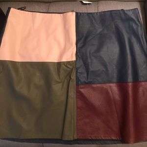 Faux Leather Multi Color Mini Skirt